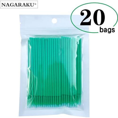 NAGARAKU 2000 PCs Lot Micro Durable Disposable Eyelash Extension Individual Applicators Mascara Brush Eyelash Glue Cleaning Tool
