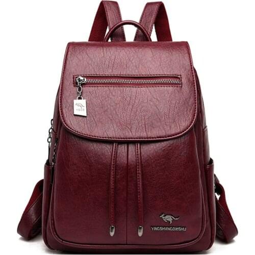 New Women PU Leather Backpacks Mochila Feminina Rucksacks for Girls Luxury Designer Rucksack Female Vintage Bagpack Solid Ladies