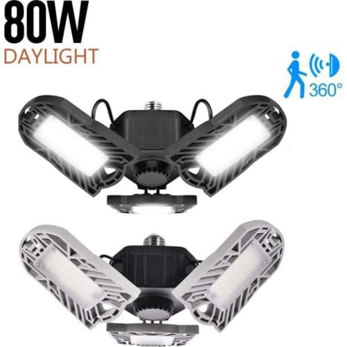 New E26 144 LED Garage Lights Ligthing Industrial PIR Motion Sensor LED Ceiling Lights 60/80W Deformable LED Used Workshop Lamp