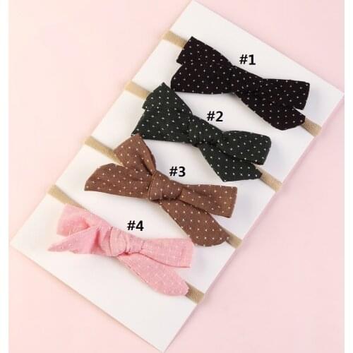Big Bow Baby Headband 4PC Cotton linen Dot bowknot headband Baby Kids Head Accessories Baby Solid Bow Hairband