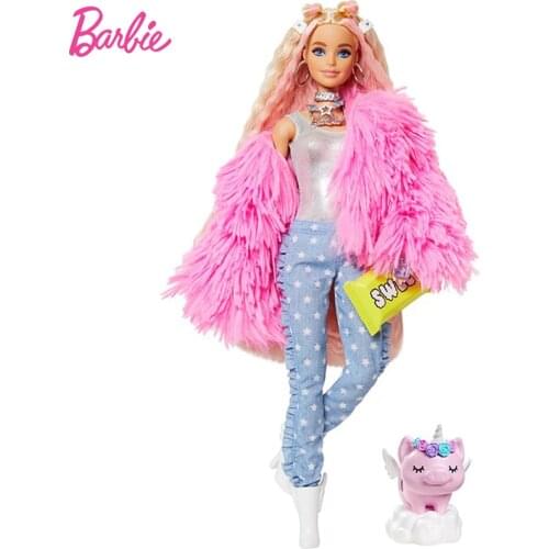 Original Barbie Extra Dolls Pink Sweet Girls Sister Trend Fashion Girl Toys Princess Barbie Doll Collection Dress Up Play House