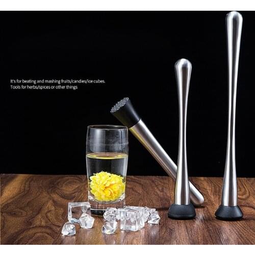 Stainless Steel Wine Mixing Stick Cocktail Muddler Shaker With Crushing Hammer DIY Drink Fruit Muddler Crushed Ice Barware Tool