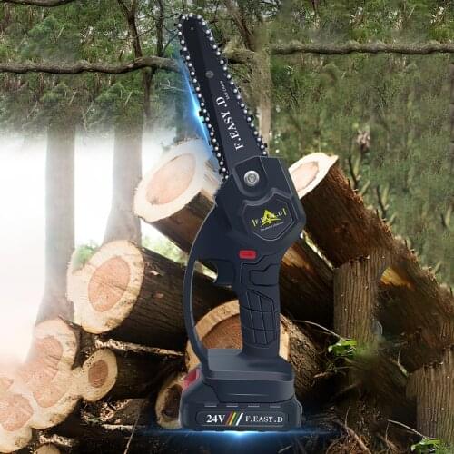24V Mini Electric Chain saw Portable Brush Rechargeable Pruning Chainsaw Logging Home Garden Ochard Tool Electric Chainsaw