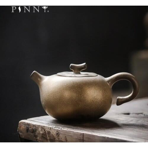 PINNY 180ML Retro Ceramic Gold Glaze Teapot Vintage Kung Fu Tea Pot Pigmented Drinkware Tea Service