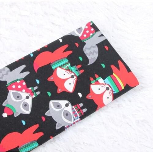 Half Meter Plain Thin Cotton Fabric With Cartoon Fox print, Handmade DIY Garment Dress Baby Cloth 100% Cotton