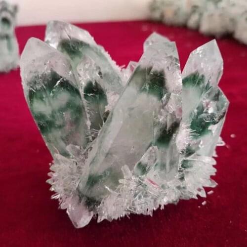 Rare Beautiful Green Ghost phantom Quartz Crystal Cluster Specimen