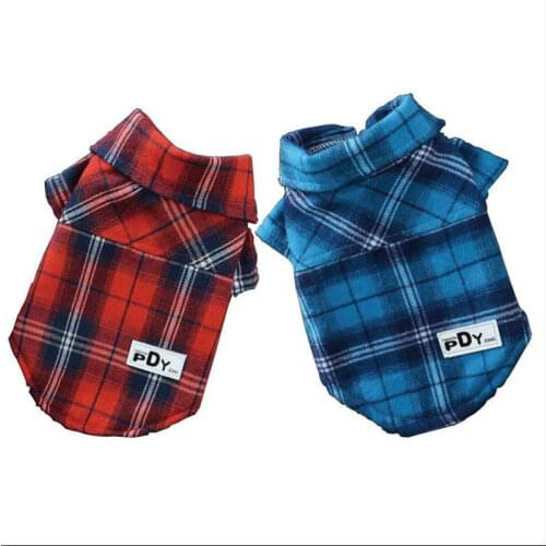 Pet Dog Fashion Blue Red Plaid Shirt Winter Keeping Warm Coat For Small Dogs DC769