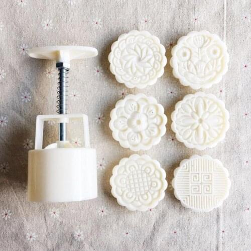Hand-pressed Mooncake Mold Set Flower-shape Mid Autumn Festival DIY Hand Pressure Fondant Moon Cake Mould Pastry Tool
