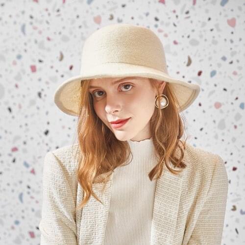 H774 Women Wool Fedoras Hat Autumn Winter Short Eaves Travel Simple Cap Female Solid Color Casual Party Shopping Church Hats