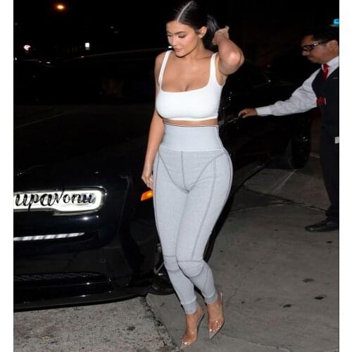 Cotton Sports Two Pieces Gymwear Designer New Fashion Spaghetti Straps Elastic Waist Crop Top Legging Pants Set