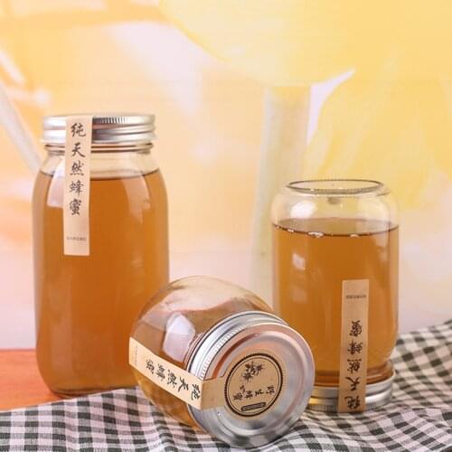 Glass Sealed Honey Bottle Round Transparent Jam Hot Sauce Bottles Bottle Storage Cans Canned Pickles