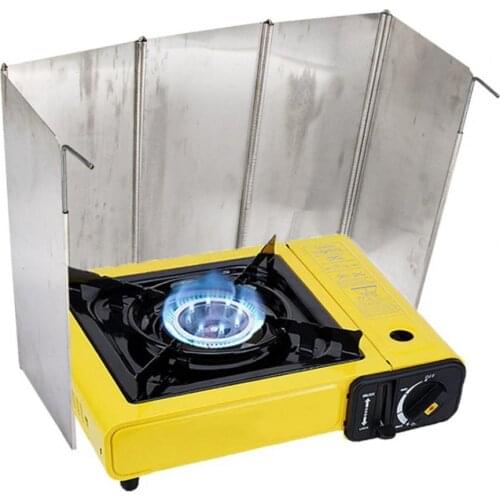 Outdoor Stove Windshield Folding 5 Plates Aluminium Alloy Camping Stove Windscreen for Outdoor Camping Stove Windshield