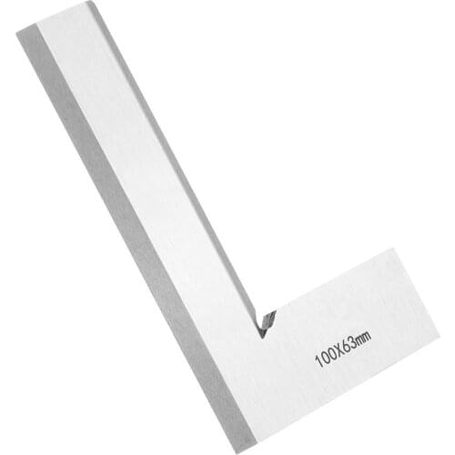 High quality Silver Tone Stainless Steel 100 x 63mm Bladed L Shape Square Ruler Measuring Tools