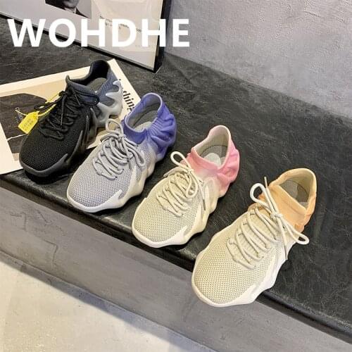 WOHDHE Women Sport Shoes Casual Sneakers Comfort Walking Rainbow Breathable Outdoor Shoes Mixed-colors Lace-up Fashion and New