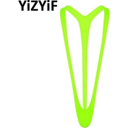 Bright Fluoro Sexy Men Mankini Thong G-string Stretch Open Deep V-neck Men Erotic Lingerie Underwear Costume Bodysuit Clubwear