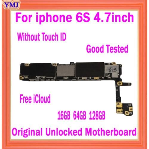 Factory unlocked for iphone 6S 6 S Motherboard Without Touch ID,100% Original for iphone 6S Mainboard 16GB 32GB 64GB 128GB