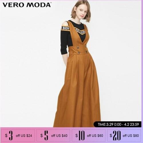Vero Moda Womens Double-breasted Side Pockets Wide-leg Crop Overalls |319144507