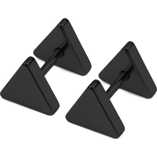 Gold SilverColor Metal Unisex Punk Triangle Screw Back Stud Earrings For Women Men Earring Jewelry Boy Girl Party Orecchini