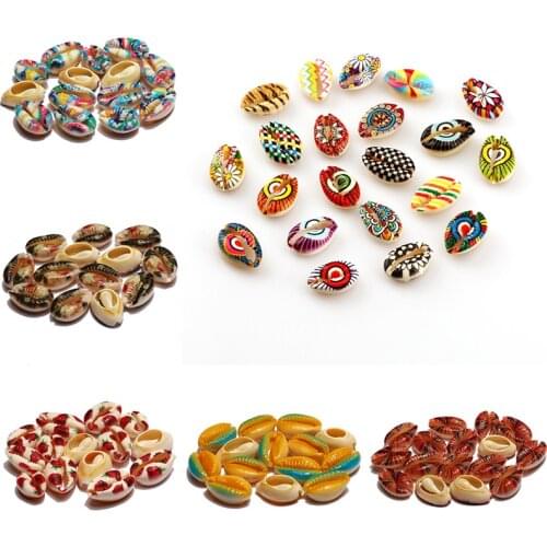 20pcs/lot Multicolor Painted Natural Shell Spacer Beads For Jewelry Making Diy Charm Necklace Bracelet Home Decoration Accessory