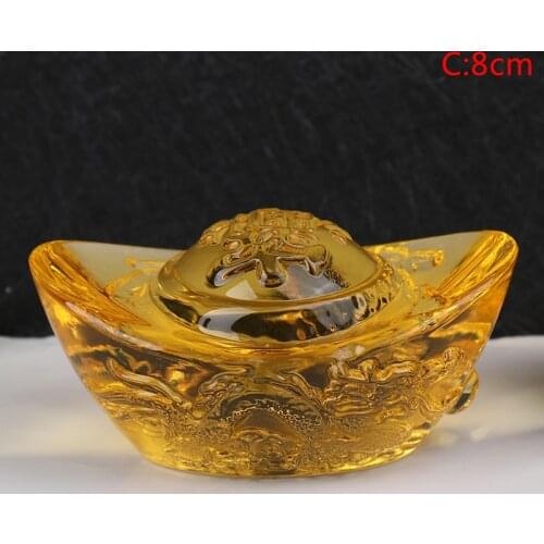 2021 Yellow Crytal Feng Shui Golden Yuan Bao, Office Living Room Decoration Attract Wealth and Good Luck