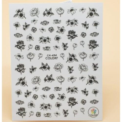 3D Stickers for Nails Fashion White Peony Flower Girl Nails Art Decoration Manicure Sticker Decals Slider Nail Foil Accessories