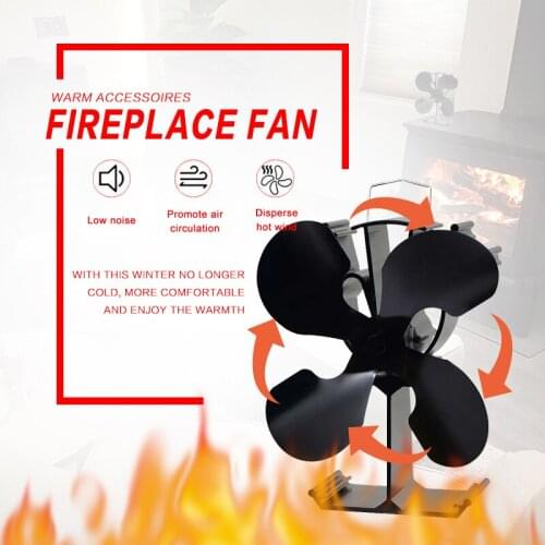 4 Blades Heat Powered Stove Fan Black/Silver/Gold + 19% Fuel Saving Stove Fan For Wood Burner/Fireplace-Eco Friendly