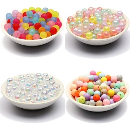 6/8/10/12mm Various Color Acrylic Beads Round Ball Loose Beads For Jewelry Making Handmade DIY Bracelets Necklaces Accessories