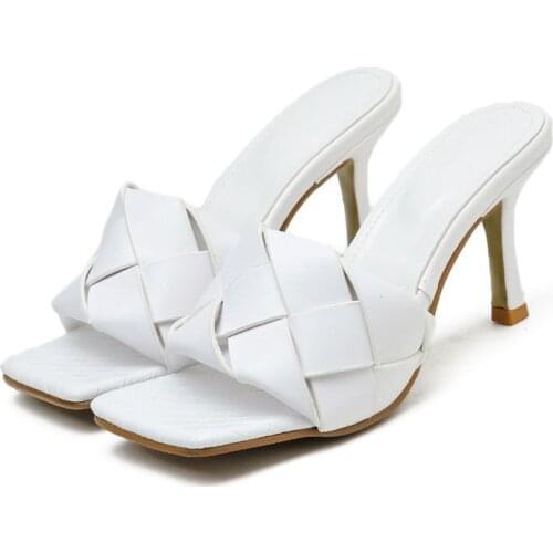 Designer Shoes Women Sandals luxury 2020 Black White Blue High heels Ladies Sandals Genuine Leather Sandals Slippers Shoes Woman