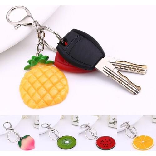 Fashion 1PC Kiwi Orange Watermelon Cartoon Fruit Key Chain Pineapple Bag Keychain Accessories