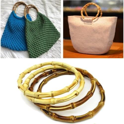 5 Pair 15cm/13cm Vintage Round Natural Bamboo Rings Handle Craft Round Handle Bag Accessories Handbag DIY Replacement Bag Handle