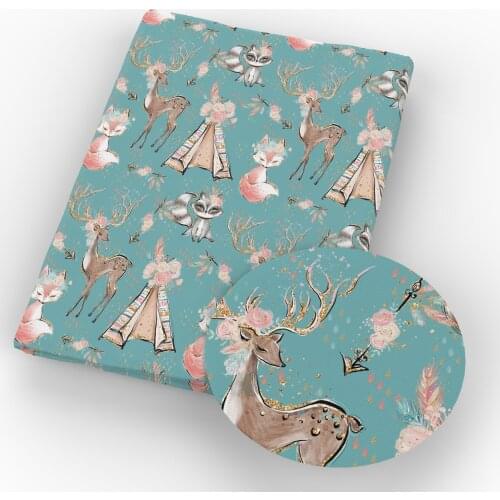 David angie 50*145cm Fox Deer Heat Transfer Printed Ployster Cotton Fabric,DIY Handmade Materials For Making Crafts,c7449