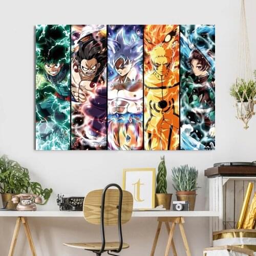 Dragon Ball Poster Japanese Anime Various Cartoon Characters HD Printable Canvas Art Mural Family Children Room Decoration