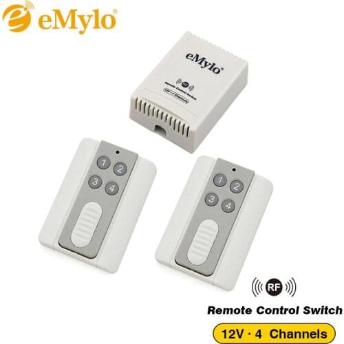 EMylo DC12V Smart Switch Wireless Remote Control Switch Light Switch 433Mhz Transmitter 4-Channels Relay Intelligent Switch