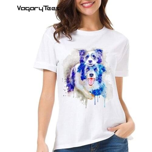 Border Collie Dog T Shirt Casual Women Animal Sweatshirt Best Buddies Print Short Sleeve Hip Hop Unisex Tops O Neck Pullover