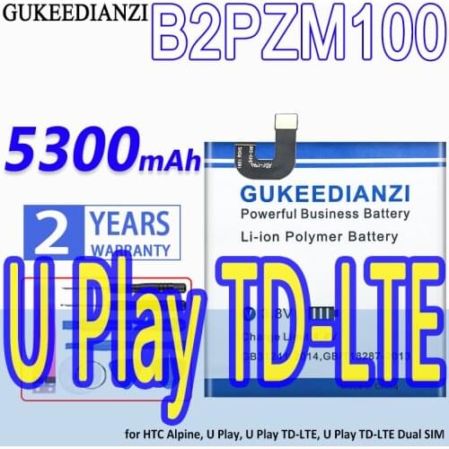 GUKEEDIANZI 5300mAh B2PZM100 Mobile Phone Replacement Battery For HTC Alpine U Paly U-2u Rechargeable Stable Li-polymer Battery