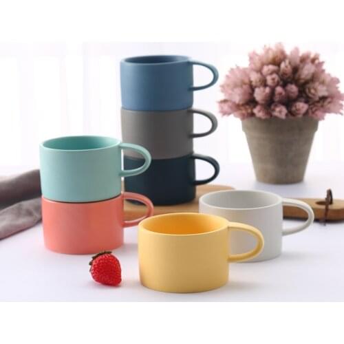 Quality Matte Ceramic Mugs Creative Makaron Pure Color Coffee Milk Water Cups Nordic Simple Home Desktop Decoration Drinkware