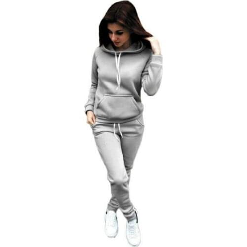 Fashion Tracksuit Long Sleeve Thicken Hooded Sweatshirts 2 Piece Set Casual Sport Suit Women Tracksuit Set