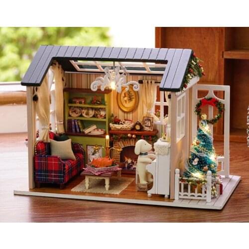 Doll House Miniature DIY Dollhouse With Furnitures Wooden House Toys For Children Holiday Times Z009