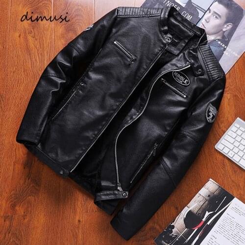 DIMUSI Mens Jacket Fashion Mens Vintage Leather Jackets Casual Warm Faux Leather Motorcycle Jackets Biker Coats Mens Clothing