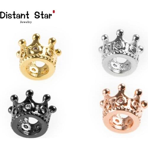 6*11mm gold Crown copper cubic zirconia beads DIY jewelry MakingBracelet Necklace Accessories Discover Model Four Colors Hole