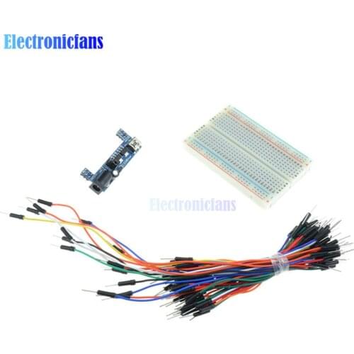 MB102 Power Supply Module 3.3V 5V+MB102 Breadboard Board 400 Points+Jumper cable