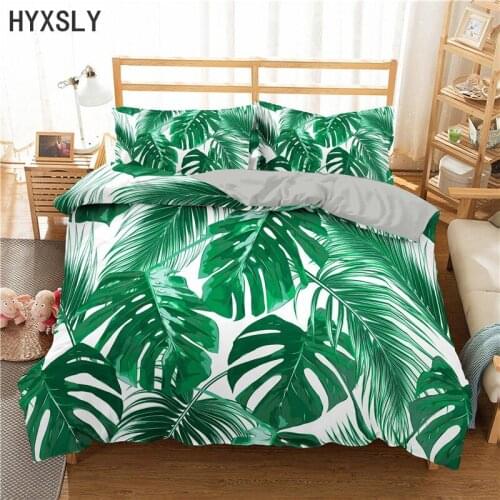 Nordic Spring Summer Bedding Sets Green Leaves Quilt Duvet Cover Pillow Case Bedclothes Plants Printed Bed Linens Home Textile