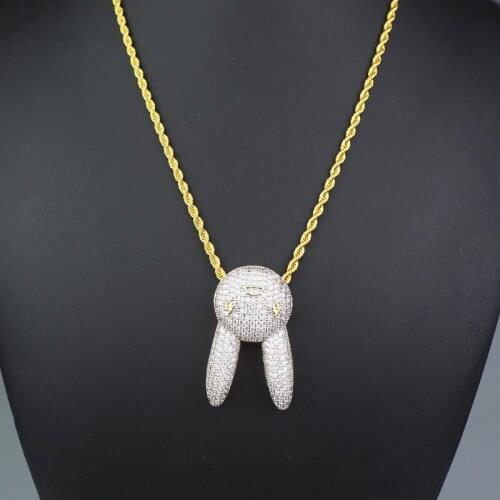 New high quality hip hop rabbit shape pendant necklace men and women couple necklaces European and American cute necklace access