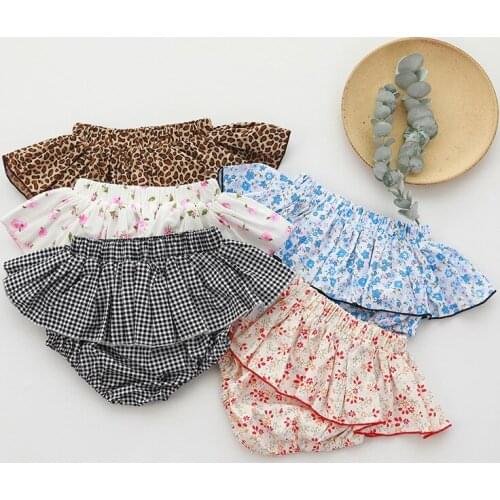 Baby Girl Clothes Summer Toddler Ruffle PP Cake Pants Grid Panty Printed Diaper Nappy Cover Panties Cute Shorts DT372