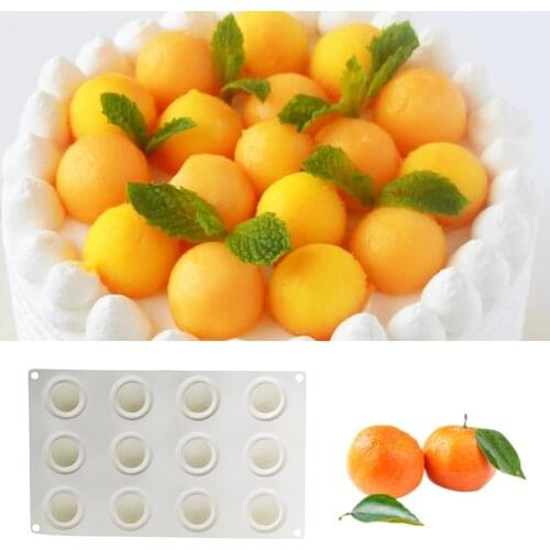 Orange Fruit Mousse Cake Baking Molds 12 Cavity Non-stick Silicone Chocolate