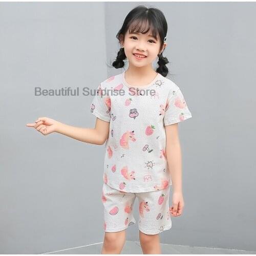 Boys Pajamas Pyjama Kids Girls Cute Pajama Sets Toddler Sleepwear Children Nightwear Child Short Sleeve Summer Cool Pjs Set
