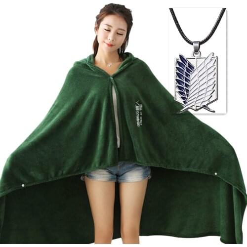 2021 Attack On Titan Flannel Blanket Cloak Shingeki No Kyojin Survey Corps Cape Cloak Cosplay Costume Anime Cosplay Green Cape