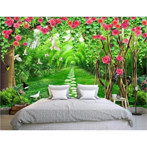 Custom Photo Wallpapers Flower Bamboo Bamboo Trail 3D TV Sofa Living Room Theme Hotel Backgrounds Fresco Pappel de parede