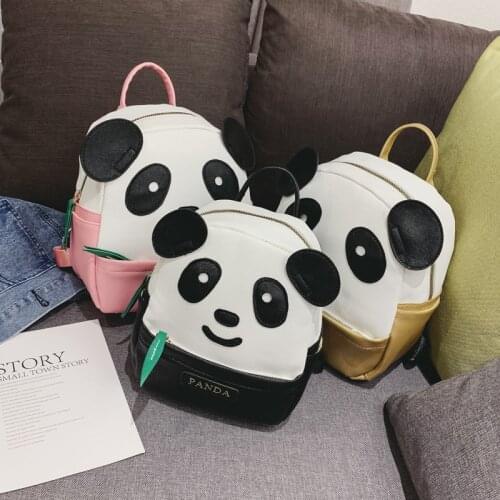 2019 Hot Cartoon Cute Panda Backpack Childrens Schoolbags Primary School Pu Leather Small backpack For Girls Lovely Daypacks