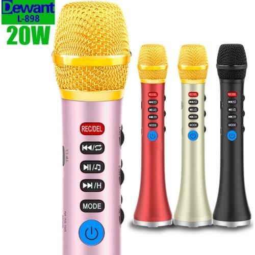 Free shipping L-898 20W portable dynamic wireless Bluetooth karaoke mobile microphone speaker with MP3 player voice recorder
